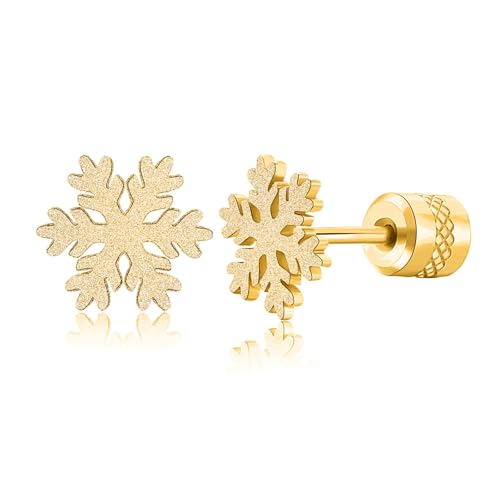 Boucles d'oreilles flocon de neige en titane pour un look d'hiver élégant