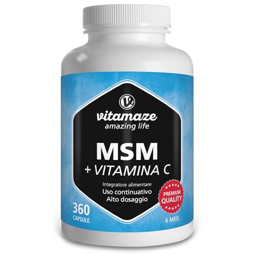 Vitamaze Integratore MSM + Vitamina C, 360 Capsule, Qualità Tedesca