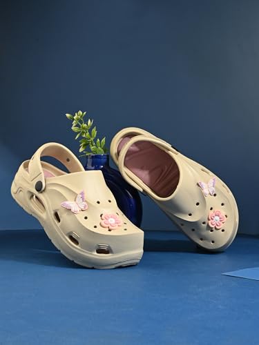 Image of Women Clogs Sandals with Back Strap | Lightweight EVA Cartoon Charm Slip-On Shoes for Womens & Girls | Anti-Slip Comfortable Everyday Wear
