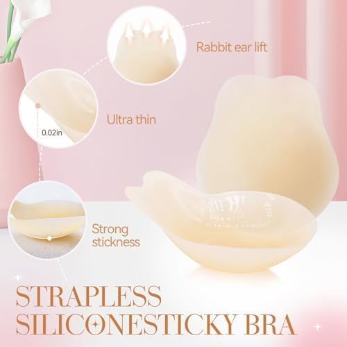 Image of BOOSINI Sticky Bra-Push Up Adhesive Backless Strapless Bra for Women Reusable Silicone Nipple Covers