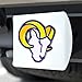 FANMATS 43414 NFL - Los Angeles Rams Color Hitch Cover - White with Metal Chrome 3D Logo Emblem – Easy Installation on Truck, SUV, Car - Ideal Gift for Die Hard NFL Fan
