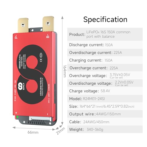 Image of DALY Smart BMS 16S 48V 150A LiFePO4 with WiFi Bluetooth Module CAN RS485