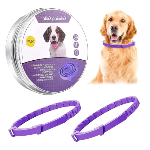 XoeLLe Beruhigungshalsband für Hunde, 2 Pack Verstellbares Calming Collar for Dogs, Beruhigungsmittel Halsband 60 Tage Schutz, Angst Stress Pheromon-Beschwichtigungshalsband für Große, Mittlere Hunde