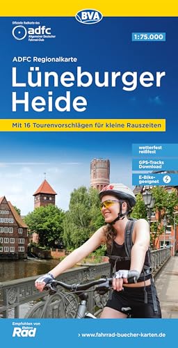 BVA ADFC Regionalkarte Lüneburger Heide 1:75.000: mit Tagestourenvorschlägen, reiß- und wetterfest, E-Bike-geeignet, GPS-Tracks Download,