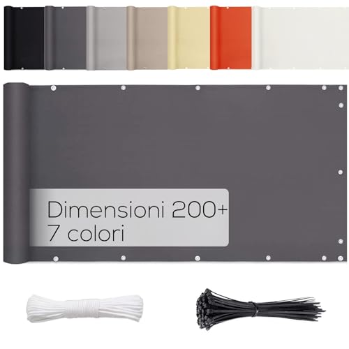 Aiyaoo Copri Ringhiera Balcone, Telo Balcone Ringhiera in Poliestere, Impermeabile Opaco (424 Larghezze e Lunghezze) Frangivento Recinzione Copertura per Balcone Giardino, Antracite