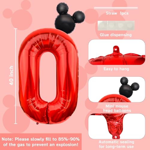 Mouse Number 0 Balloon 40 Inch Red Number 0 Balloon by LEBERY - Used condition - Image 5
