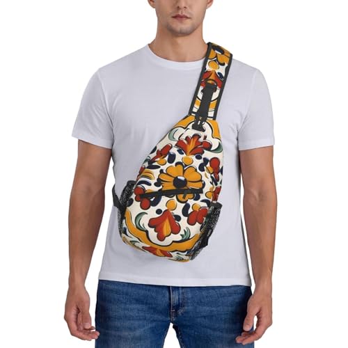 Cross Chest Bag Diagonally - Quality, Durable, and Spacious Shoulder Bag for Men and Women Mexican Ceramic Tile Prints 6