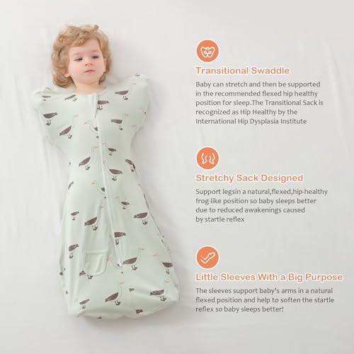 Image of Baby Transition Swaddle Sack with 2-Way Zipper 100% Cotton Soft Comfortable Baby Swaddle Sack 1.0 TOG