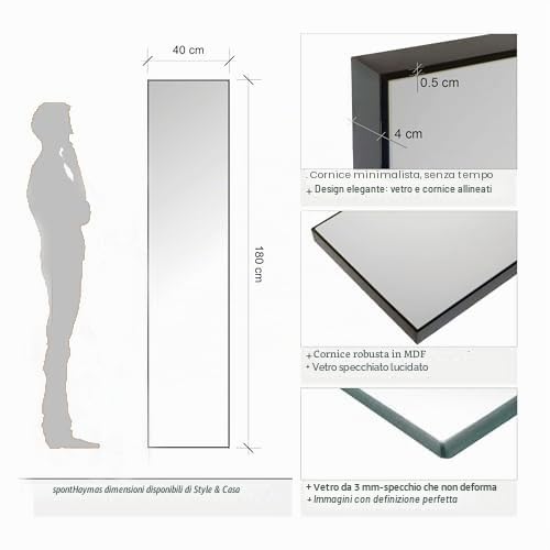 Genérico Style & Mirror Specchio 180 x 40 (nero)