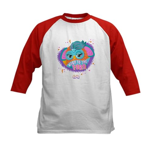 CafePress Furby Word to The Furb Kids Baseball T Shirt Kids Cotton Baseball Jersey, 3/4 Raglan Sleeve Shirt Red/White