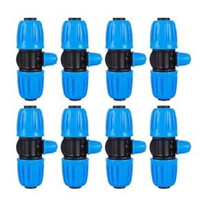 10 Pcs Barbed Tee 1/2 inch Tubing (1/2″ ID x0.6-0.63″ OD) 16mm to 1/4 inch Irrigation Tube Anti-Drop Quality Fitting (3-Way Lock Buckle Blue)