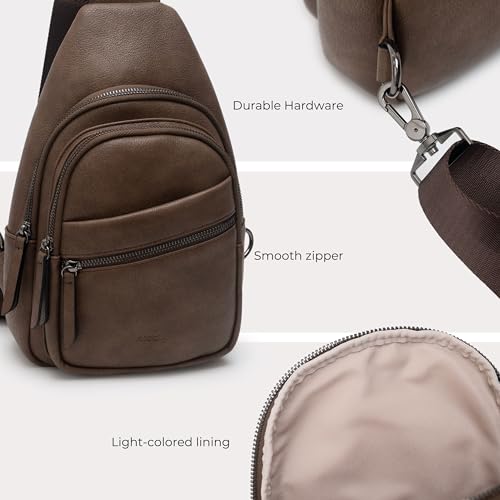 Image of Alldaily Large Sling Bag for Women Crossbody Purse Leather Fashionable Trendy Chest Bag for Travel, Fanny Pack (Chocolate)