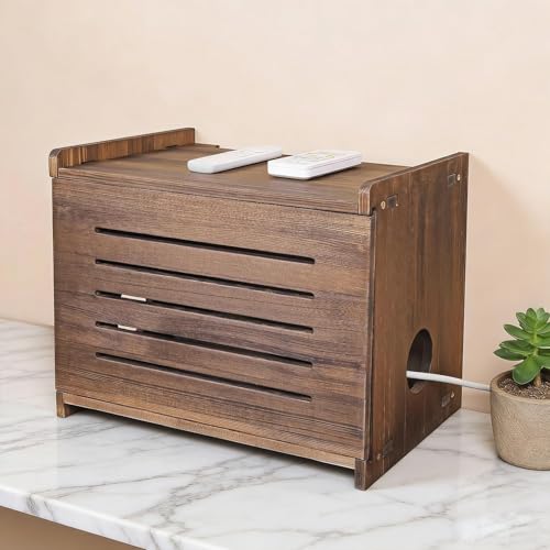 JIANXINGHOOM WiFi Box Hider Wood, Cable Organizer Storage Cabinet