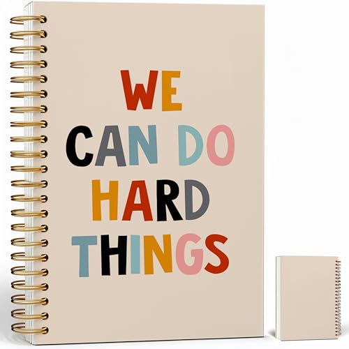 Carnet A5 à spirale beige We Can Do Hard Things pour femme