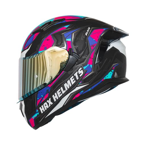 Image of HAX Obsidian Full Face Dual Visor Adult Motorcycle Helmet for Motorbike Street Bike with Pinlock Ready DOT Approved (Blaze Fuchsia,XL)