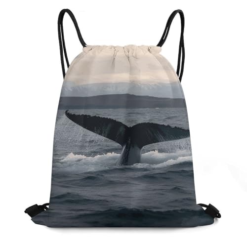 Drawstring Backpack Humpback Whale Tail Ocean Drawstring Bags Gym Bags for Men Women Draw String Bags Yoga Cinch Bag