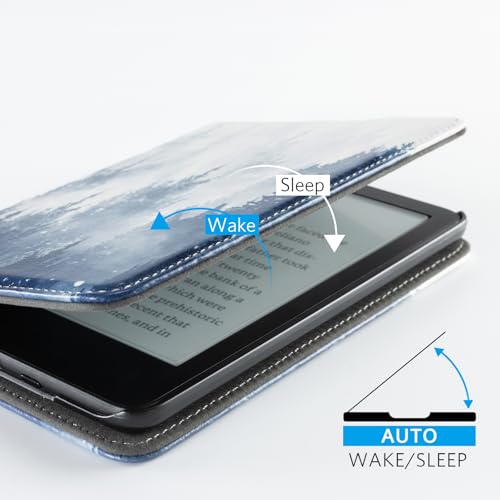 Image of CoBak Case for 6 inch E-Reader - PU Leather Smart Cover with Auto Sleep /Wake & Hand Strap, not Compatible with Kobo Clara,Forest