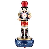 Immagine di Auniq Carillon Schiaccianoci, schiaccianoci Soldato Carillon Bambola Giocattolo Soldato Figure Musicale Natale Schiaccianocibase rotonda per decorazione natalizia per La Casa Ornamenti Regali (blu)