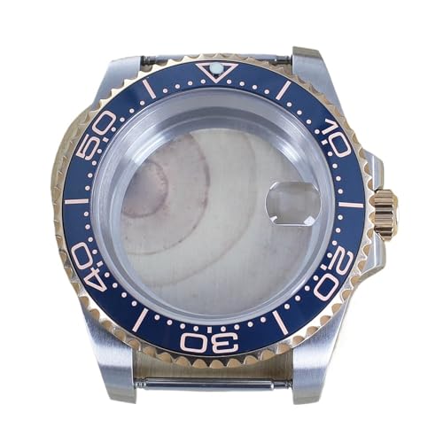 AHYYLKLPER 40mm �r���v�P�[�X ���[�Y�S�[���h �V���o�[ 316L �X�e�����X�X�`�[�� �T�t�@�C�A�K���X�p�[�c �Z�C�R�[ Nh35 Nh36 Nh34 4R36 2824 8205 �E�H�b�`�P�[�X(�K���X�{�g���J�o�[1,ETA2824 PT5