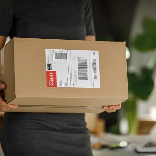 Image of Half Sheet 8.5x5.5inch Shipping Mailing Label 100 Counts, 2 Labels Per Sheet 8.5 x 11 for Laser & Inkjet Printer, Permanent Adhesive Label Square Corner (50 Sheets)
