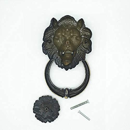 20cm duża antyczna kołatka do drzwi lwa Lionhead kołatki do drzwi lwy wystrój domu uchwyt meblowy kołatka (czerwony brąz) (zielony brąz)