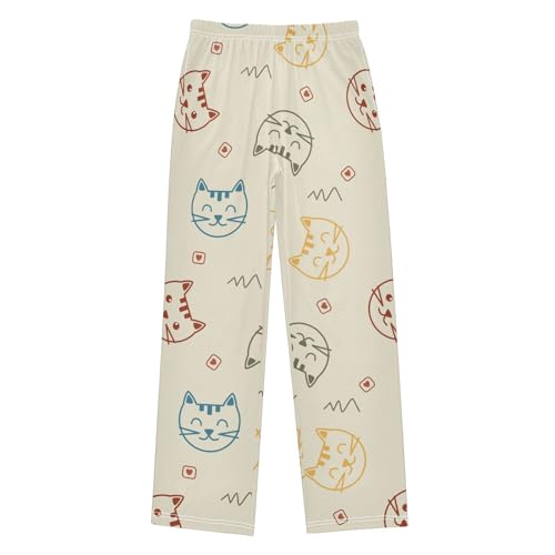 Face Cat Boys Pants Boys Athletic Pants Long Pant for Boywith Pockets Wide-Leg Size 6-14Y