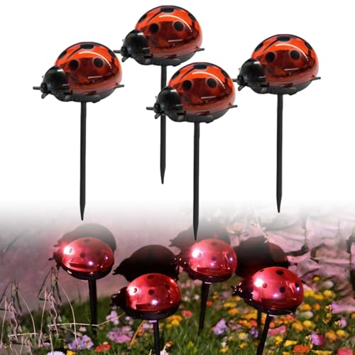 Lampe solaire extérieur coccinelle piquet étanche décoration jardin allée