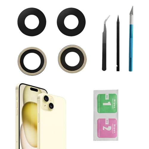 Cristal de cámara trasera para iPhone 15 Plus antiarañazos con kit de reparación