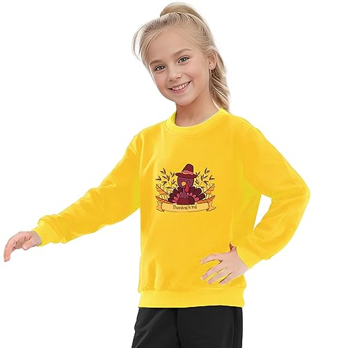 Boys' Zip Up Hoodie Sweatshirt Toddler Boys Girls Thanksgiving Sweatshirts Kids Fall Cotton Long (Yellow, 13-14 Years)