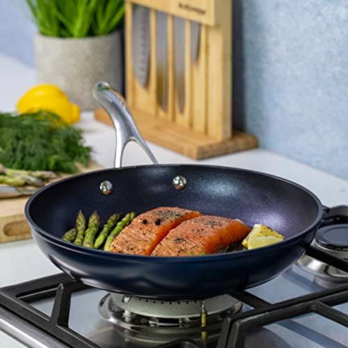 Blackmoor 67439 Blue Pro 28cm Frying Pan / Non-Stick, High-Shine 5-Layer Hybrid Stone Coating / Forged Aluminium Construction / Cool Touch Stainless Steel Handle / Ovenproof Up to 220°C