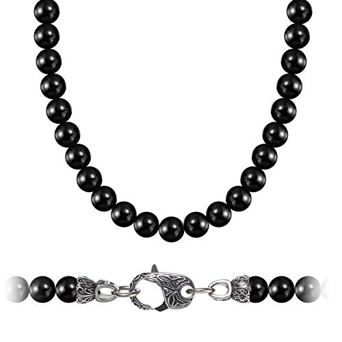 Black Onyx Beads Beaded Necklace Chain for Men Natural Gemstones Healing Crystals Jewelry 50/55/60/65/70cm