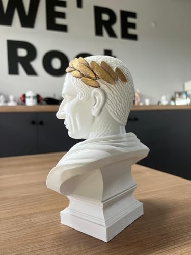 Busto de Julio César blanco decorativo con laureles dorados miniatura 4