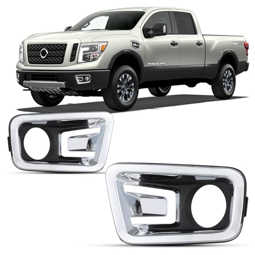 AUTOFREE Fog Light Bezels Compatible with Titan XD 2016-2019 & Titan 2017-2018, Driving Fog Lamp Covers Replacement, 1 Pair Left & Right Side