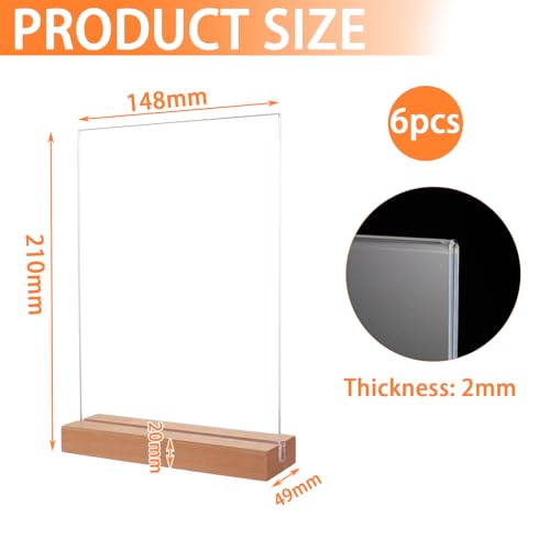 Porte affiche A5 bois présentoir table acrylique double face commerce - 2