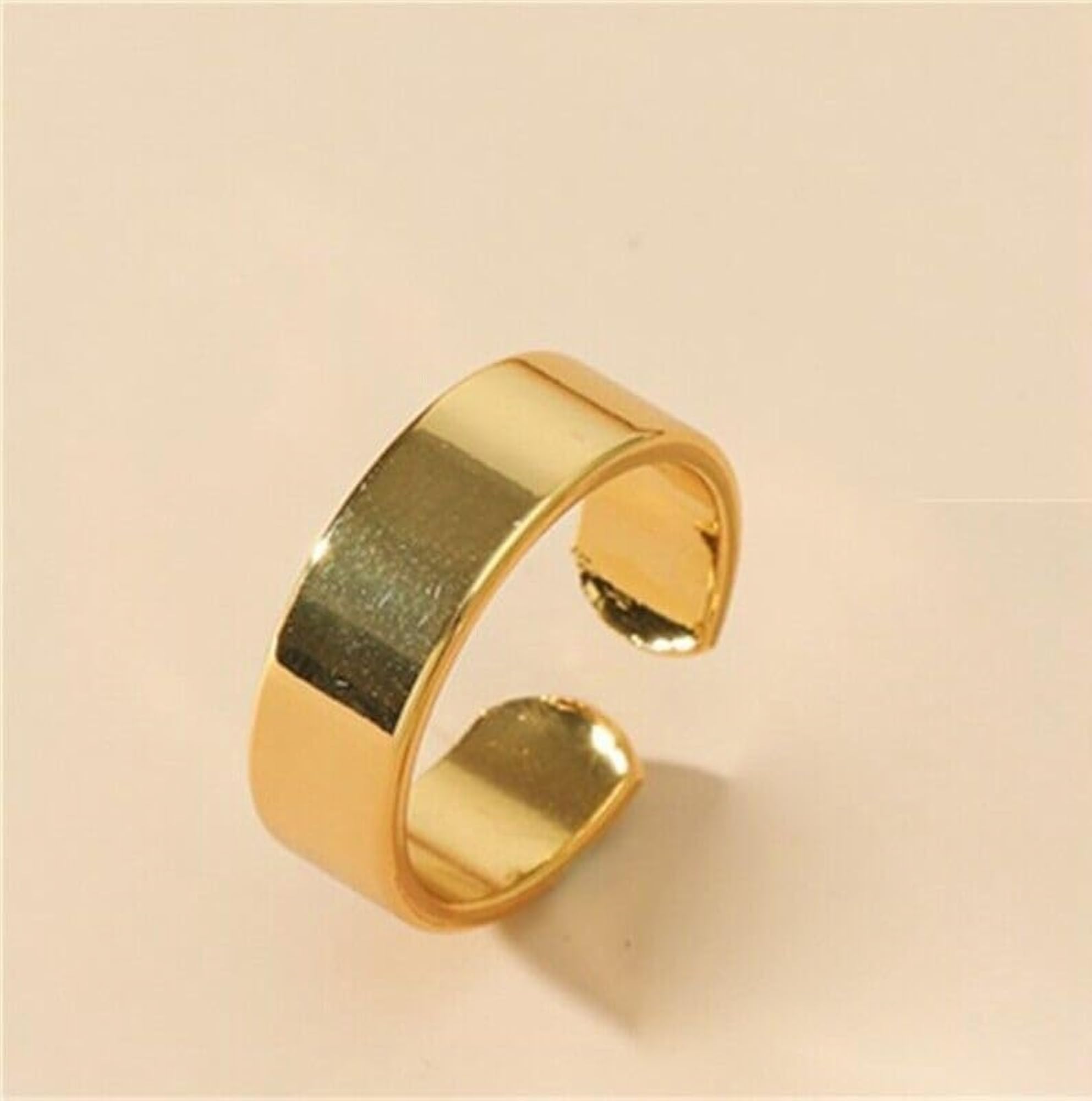 Unisex Stylish Golden Stainless Steel Adjustable Open-Cuff Ring