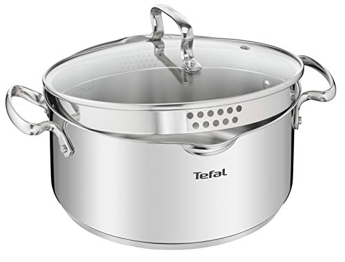 Tefal Duetto Lot de 7 pièces : 3 casseroles 16/20/24 cm, 1 casserole 16 cm, 3 couvercles en acier inoxydable, 3 couvercles en verre, marques de mesure, toutes sortes de cuisines, passe au four et au – Image 3