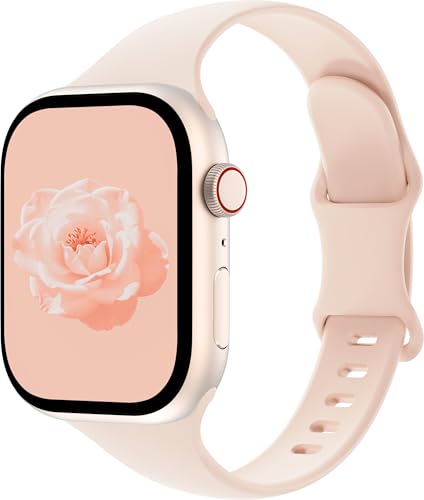Image of Thin Silicone Band Compatible with Apple Watch 41mm 38mm 40mm 46mm 45mm 42mm 44mm, Slim Narrow Replacement Sport Strap Wristband for iWatch Series 11 10 9 8 7 6 5 4 SE Ultra 3 2 1 Women Men