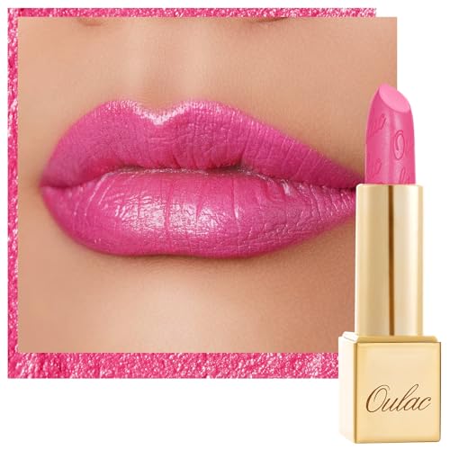 Oulac Metallic Hot Pink Lipstick for Women, High Impact Lipcolor, Lightweight Soft and Hydrating, Vegan Beauty Full-Coverage Lip Makeup 4.3 g/0.15 oz (Sweet Lolita(17))