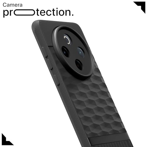 Image of Pikkme Back Cover for Vivo T4 5G / iQoo Z10 5G Soft Grip 3D Hexa Cube Texture Silicone Bumper Case (Black)