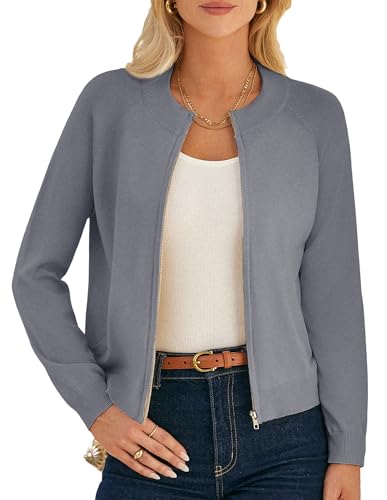 Image of GRACE KARIN Womens Long Sleeve Zip Up Cardigan Sweaters Lightweight Sweater Jacket Knitted Fashion Clothes