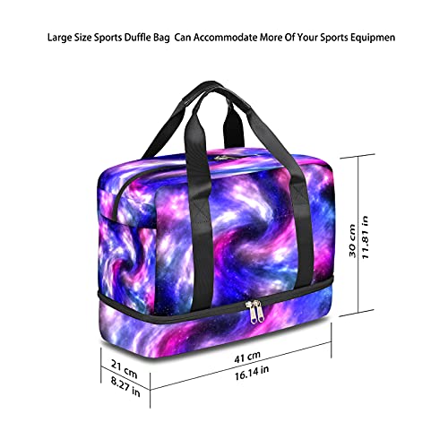 Travel Duffel Bag Galaxy Nebula Star Waterproof Sports Tote Gym Bag Weekender Overnight Bag with Wet Pocket and Shoes Compartment Duffel Bag For Men Women
