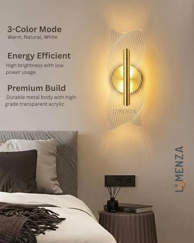 Image of Spiral Pattern 3-in-1 LED Wall Light Decorative Lamp with Golden Center Artistic Accent Lighting for Living Room Bedroom Hallway & Home Decor (Wave Wall Light, Pack of 1)