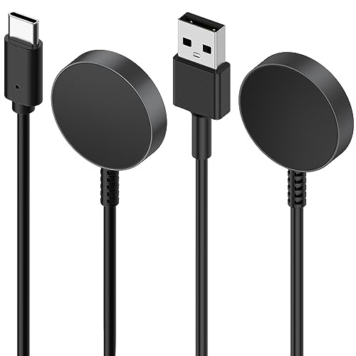 Galaxy Type-C Charger Intended for Samsung Galaxy Watch 6 /Watch 6 Classic/Watch 5 /Watch 5 Pro Charging Cable USB C&USB A Cord Magnetic Fast Charger Stand Dock Smartwatch Accessories (2PACK,Black)