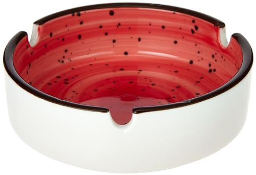 Porceletta Color Glaze Porcelain Round Ashtray 4 Inch Size Red