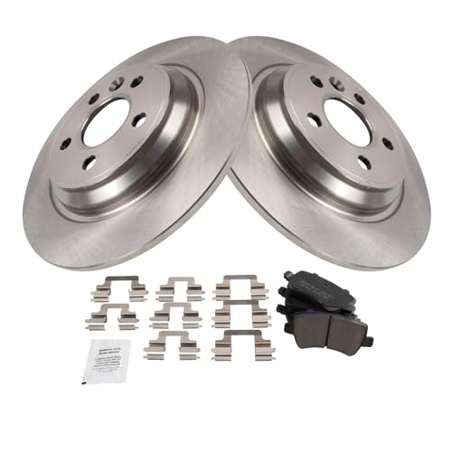 Image of TRQ Rear Brake Pad and Rotor Set Ceramic Solid Rotors Compatible with 2011-2018 Volvo S60 2010-2016 XC70 S80 2007-2009 S80 2015-2018 V60 V60 Cross Country 2008-2010 V70 2016-2018 S60 Cross Country