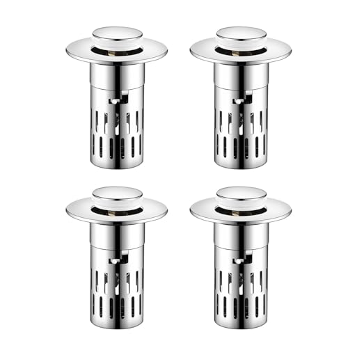 Bathroom Sink Stoppers with Popup Design & Removable Steel Strainer Basket Hair Catcher Home Bathroom Accessories