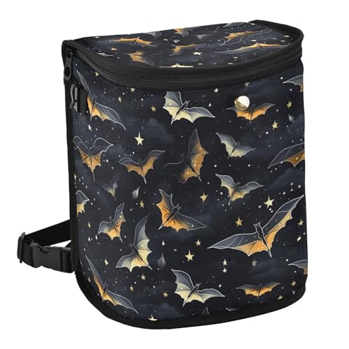 Image of MNSRUU Car Trash Can with Lid, Gothic Skull Bat Car Trash Bag Hanging Organizers and Storage for Front Back Seat, Leak-Proof Trash Bin