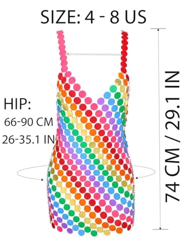 Image of BODIY Rainbow Club Sequin Dress Dot Sequin Sleeveless Dresses Rave Outfits for Women