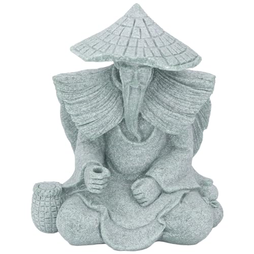 Pssopp Statuette de Pêcheur Chinois Assis en Résine, Figurine Décorative pour Aquarium et Micro Paysage, Style Traditionnel