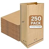 JET PAPER BAGS - Brown Lunch Bags [250 Pcs] - Heavy Duty, Kraft Paper Sandwich Bags, Snack Bags, Treat Bags, Bread Bags, Lunch Bags, Reusable Small Grocery Bags - Recyclable 16 LB capacity